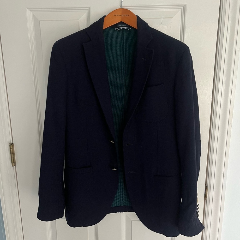 Massimo dutti wool navy blazer suit jacket